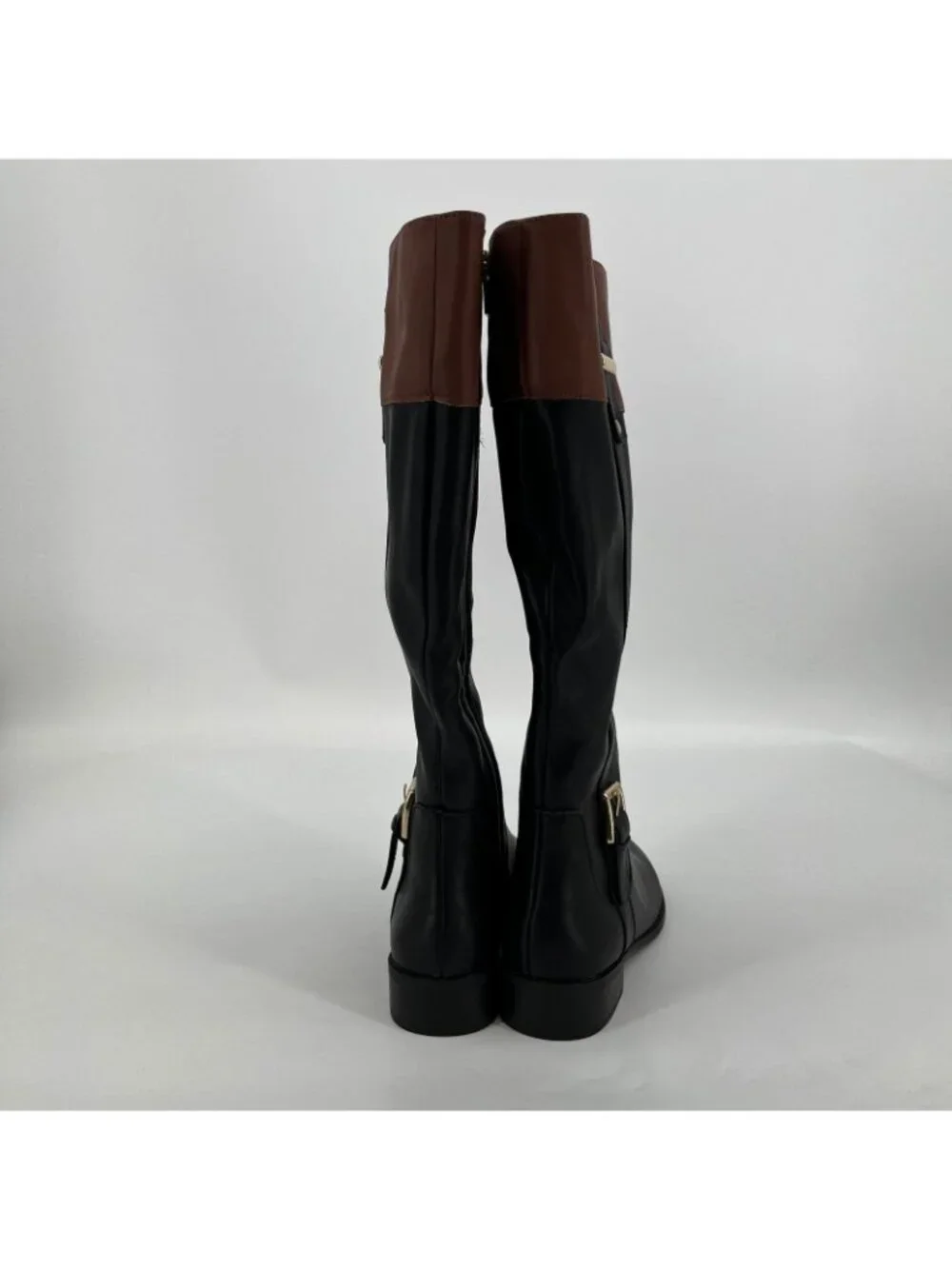 Jones New York Leodenn Knee High Boots Black Cognac Size 6M Synthetic Zip Buckle